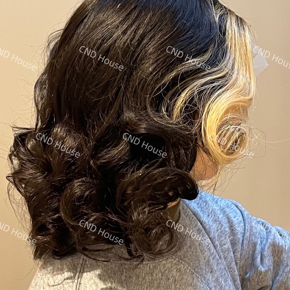 🔥 12" Lace Front Bob Wig Wavy Black Blonde Highlight 150% Final Sale! - Picture 4 of 6